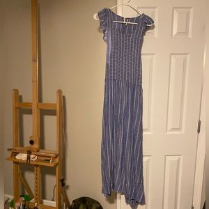 Free People Maxi Dress Blue with White Stripes